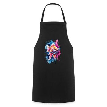 Fish Cool Colorful in Watercolors. Illustration - Cooking Apron - black - Front - AI Model Male 185 dark (185cm)