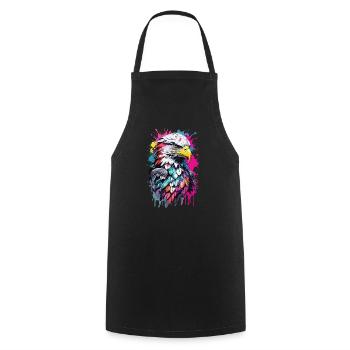 Eagle Hairy Colorful in Watercolors. Illustration - Cooking Apron - black - Front - AI Model Male 185 dark (185cm)