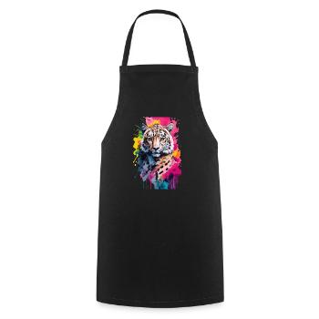 Cheetah Cool Colorful in Watercolor, Illustration - Cooking Apron - black - Front - AI Model Male 185 dark (185cm)