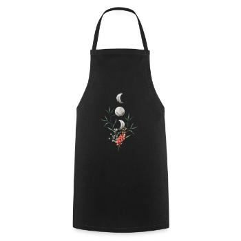 Lune florale - Tablier de cuisine - noir - Devant - AI Model Male 185 dark (185cm)