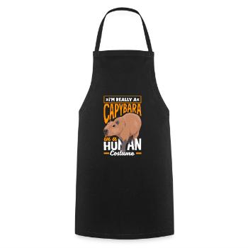 Capybara Rodent Im Really A Capybara In A Human - Cooking Apron - black - Front - AI Model Male 185 dark (185cm)