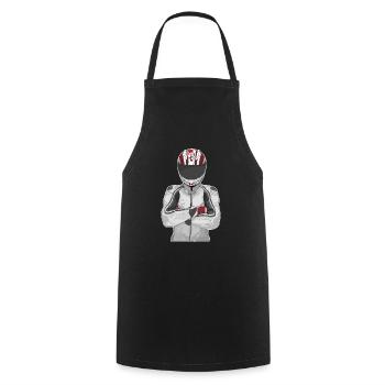 Motorcycle Lifestyle / Motorcycle / Motorcycle biker - Cooking Apron - black - Front - AI Model Male 185 dark (185cm)