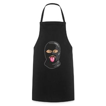 Freundlicher Dieb Maske Zunge Bank Räuber Gangster - Kochschürze - Schwarz - Vorne - AI Model Male 185 dark (185cm)