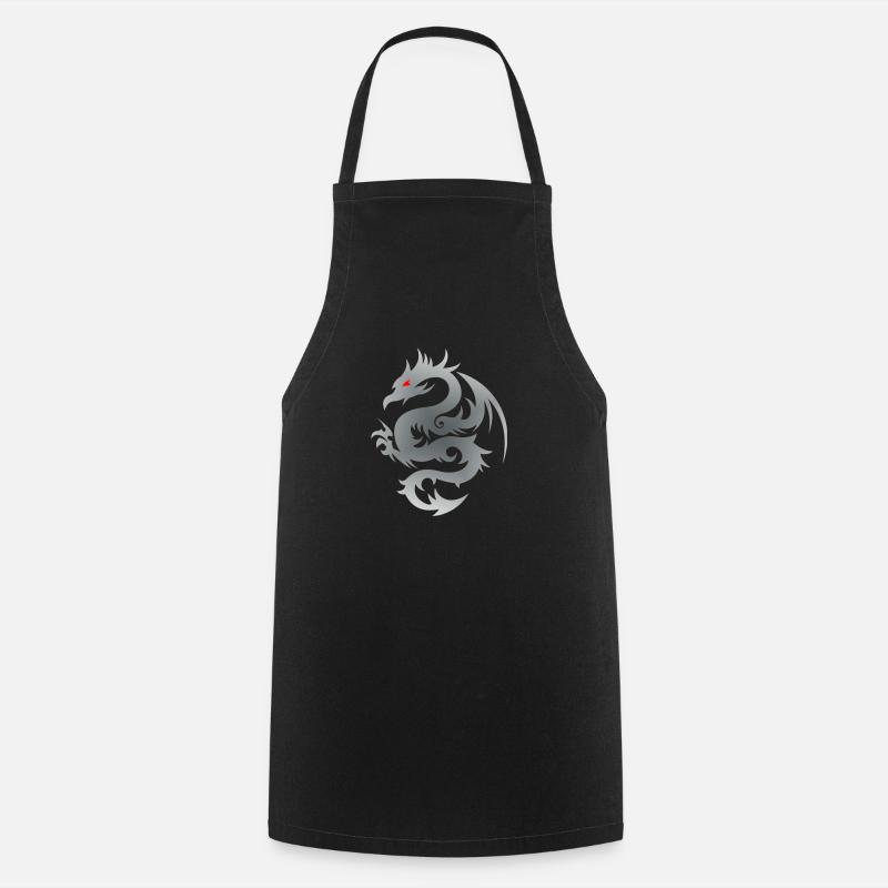 Dragon gris - Tablier de cuisine - noir