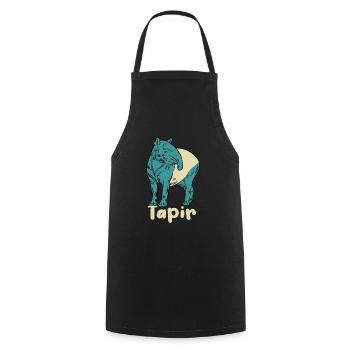 Tapir Strichzeichnung handgezeichnet - Geschenk - Kochschürze - Schwarz - Vorne - AI Model Male 185 dark (185cm)