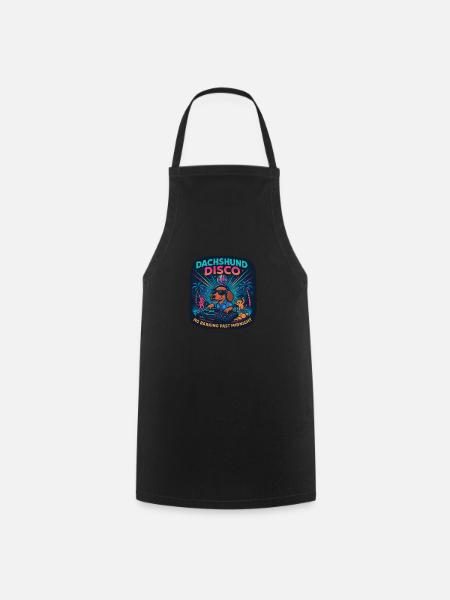 Dachshund Disco – No barking at night - Cooking Apron - black