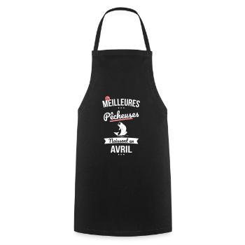 Les meilleures pêcheuses naissent en Avril - Tablier de cuisine - noir - Devant - AI Model Male 185 dark (185cm)