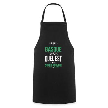 Je suis Basque - Super-pouvoir - Cadeau Humour - Tablier de cuisine - noir - Devant - AI Model Male 185 dark (185cm)