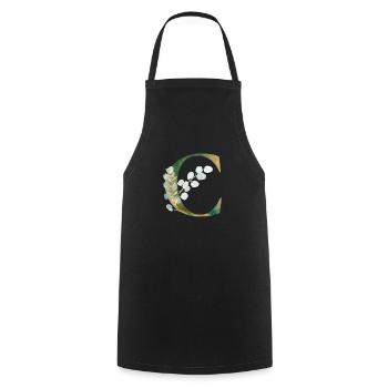 Monogramme personnalisable Eucalyptus C - Tablier de cuisine - noir - Devant - AI Model Male 185 dark (185cm)