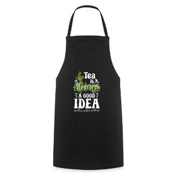 Teacup Grandma Green Tea - Cooking Apron - black - Front - AI Model Male 185 dark (185cm)