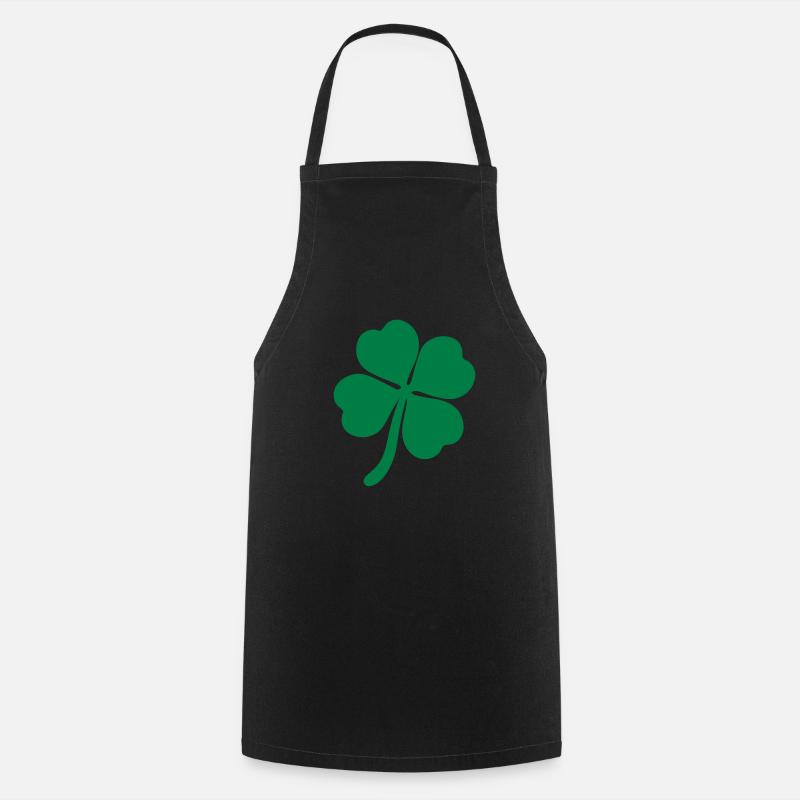four-leaf clover four-leaf luck - Cooking Apron - black