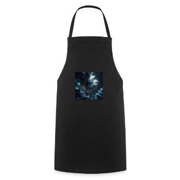 Abstract Skull n°9 - Cooking Apron - black - Front - AI Model Male 185 dark (185cm)