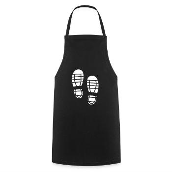 Schuhabdrücke Fußabdrücke Schritte Symbol Icon - Kochschürze - Schwarz - Vorne - AI Model Male 185 dark (185cm)
