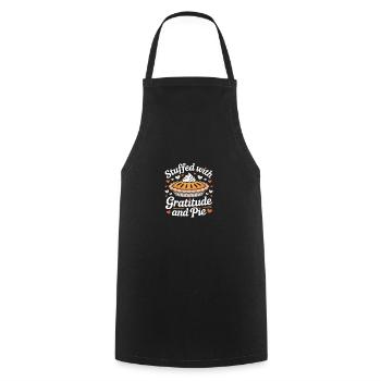 Stuffed with Gratitude and Pie Thanksgiving - Cooking Apron - black - Front - AI Model Male 185 dark (185cm)