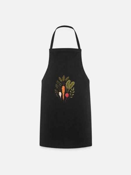 Vegane Wurzeln Karotten-Radieschen-Design - Kochschürze - Schwarz