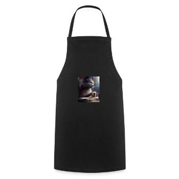 Otter Lovers Nerd Otter Drinking Coffee - Cooking Apron - black - Front - AI Model Male 185 dark (185cm)