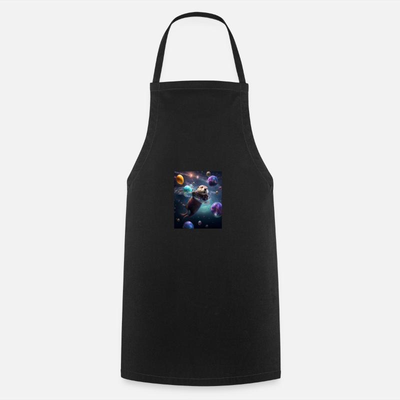 Drôle Space Otters Space Otter avec Planet - Tablier de cuisine - noir