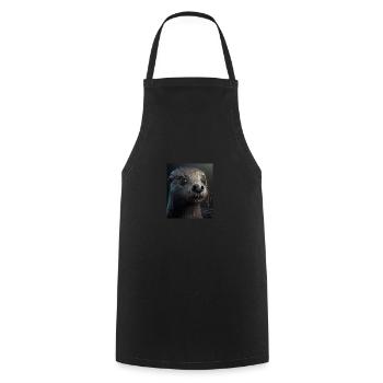 Creepy Otter Creature Spooky Zombie Otter - Cooking Apron - black - Front - AI Model Male 185 dark (185cm)