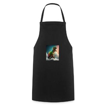 Funny Cartoon Otters Otter Riding Green Dinosaur - Cooking Apron - black - Front - AI Model Male 185 dark (185cm)