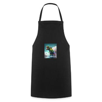 Funny Cartoon Otters Otter Riding Green Dinosaur - Cooking Apron - black - Front - AI Model Male 185 dark (185cm)