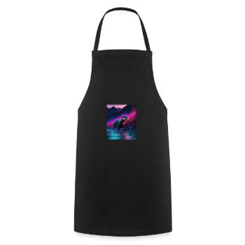 Cool Sea Otter Design Synthwave Wandering Otter - Kochschürze - Schwarz - Vorne - AI Model Male 185 dark (185cm)