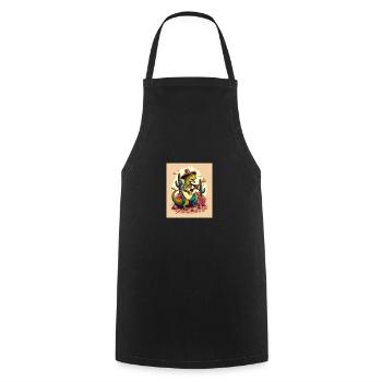 Dinosaur Lover Festive Dinosaur Playing Guitar - Cooking Apron - black - Front - AI Model Male 185 dark (185cm)