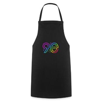 90er Jahre - bunter Regenbogen - retro - Kochschürze - Schwarz - Vorne - AI Model Male 185 dark (185cm)