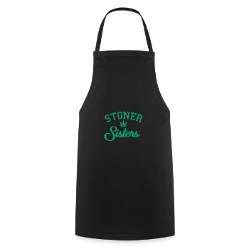 STONER SISTERS Weed 420 Girlfriend Gift For 2 - Cooking Apron - black - Front - AI Model Male 185 dark (185cm)