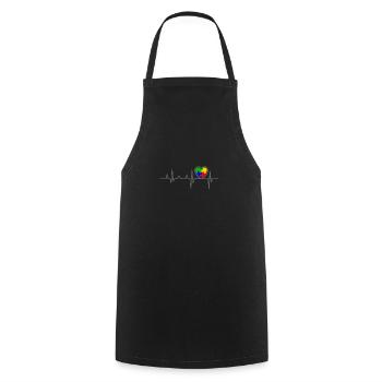 AUTISM HEARTBEAT Autism Awareness Gift - Cooking Apron - black - Front - AI Model Male 185 dark (185cm)