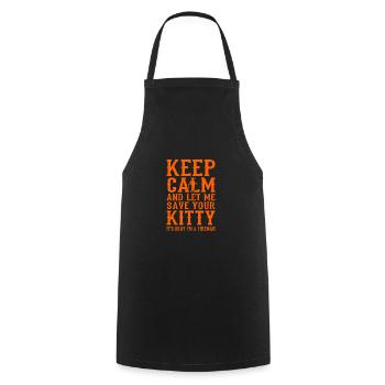 Keep Calm Fire Brigade Funny Firefighter Fire Brigade - Cooking Apron - black - Front - AI Model Male 185 dark (185cm)