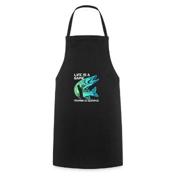Angler fishing - Cooking Apron - black - Front - AI Model Male 185 dark (185cm)