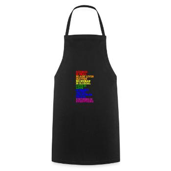 NO HUMAN IS ILLEGAL LGBT Pride Gay Pride Month - Tablier de cuisine - noir - Devant - AI Model Male 185 dark (185cm)