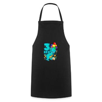3 REX 3 years DINO birthday dinosaur - Cooking Apron - black - Front - AI Model Male 185 dark (185cm)