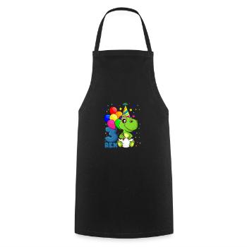 3 REX DINO birthday 3 years dinosaur - Cooking Apron - black - Front - AI Model Male 185 dark (185cm)