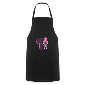 J’ai déjà 1 anniversaire de l’espace 1 an - Tablier de cuisine - noir - Devant - AI Model Male 185 dark (185cm)
