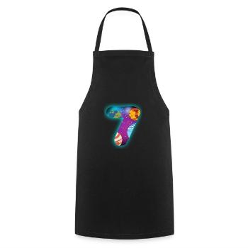 SPACE 7 BIRTHDAY 7 years 7 birthday - Cooking Apron - black - Front - AI Model Male 185 dark (185cm)