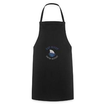 Schwimmen Spruch Lustig Eat Sleep Swim Repeat - Kochschürze - Schwarz - Vorne - AI Model Male 185 dark (185cm)