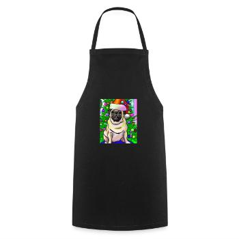 Carlin avec casquette de Noël Propriétaires de chiens de Noël - Tablier de cuisine - noir - Devant - AI Model Male 185 dark (185cm)