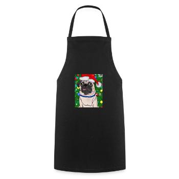 Carlin avec casquette de Noël Propriétaires de chiens de Noël - Tablier de cuisine - noir - Devant - AI Model Male 185 dark (185cm)
