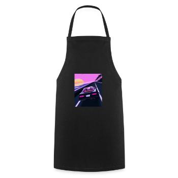 Vaporwave Aesthetic Sports Car Coucher de soleil - Tablier de cuisine - noir - Devant - AI Model Male 185 dark (185cm)