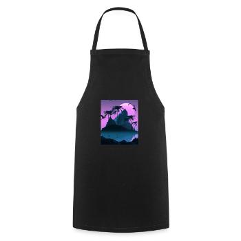 Vaporwave Aesthetic Palmiers de l’île tropicale - Tablier de cuisine - noir - Devant - AI Model Male 185 dark (185cm)