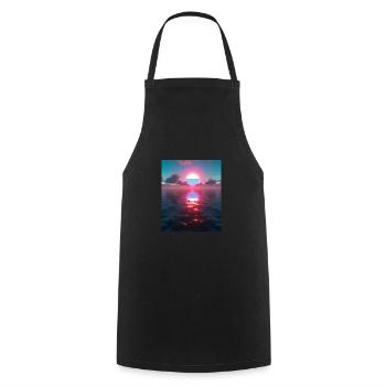Vaporwave Aesthetic Sonnenuntergang Meer - Kochschürze - Schwarz - Vorne - AI Model Male 185 dark (185cm)