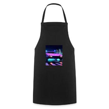 Vaporwave Aesthetic Sports Car Rain Night - Tablier de cuisine - noir - Devant - AI Model Male 185 dark (185cm)