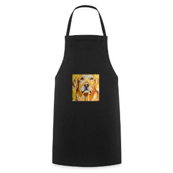 Golden Retriever Portrait Gustav Klimt Style Dog - Cooking Apron - black - Front - AI Model Male 185 dark (185cm)