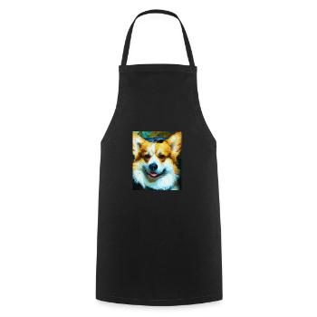 Corgi Portrait Vincent Van Gogh Style Hund - Kochschürze - Schwarz - Vorne - AI Model Male 185 dark (185cm)