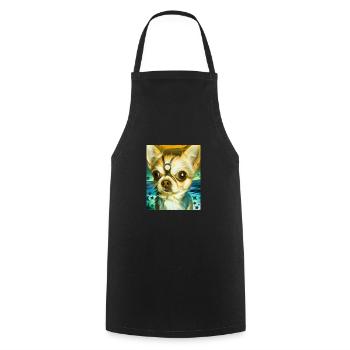 Chihuahua Portrait Vincent Van Gogh Style Dog - Cooking Apron - black - Front - AI Model Male 185 dark (185cm)