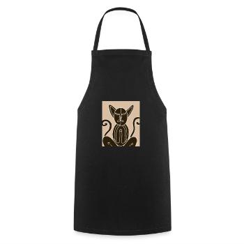 Cat Portrait Cat Cubism Meditation - Cooking Apron - black - Front - AI Model Male 185 dark (185cm)