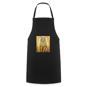 Katzen Portrait Gustav Klimt Style Katze - Kochschürze - Schwarz - Vorne - AI Model Male 185 dark (185cm)