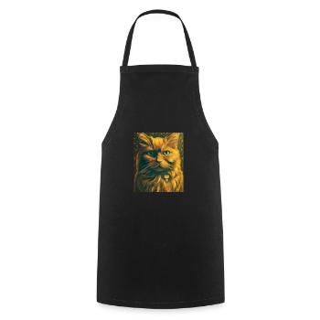 Cat Portrait Gustav Klimt Style Cat - Cooking Apron - black - Front - AI Model Male 185 dark (185cm)