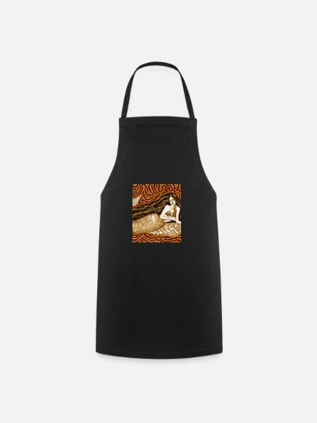 Mermaid Portrait Gustav Klimt Style - Cooking Apron - black